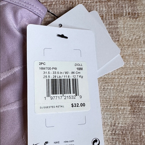 Nike Baby Swoosh Motion 2 Lavender Bodysuit and Jumper Dress Set size 18M NWT - Picture 6 of 7